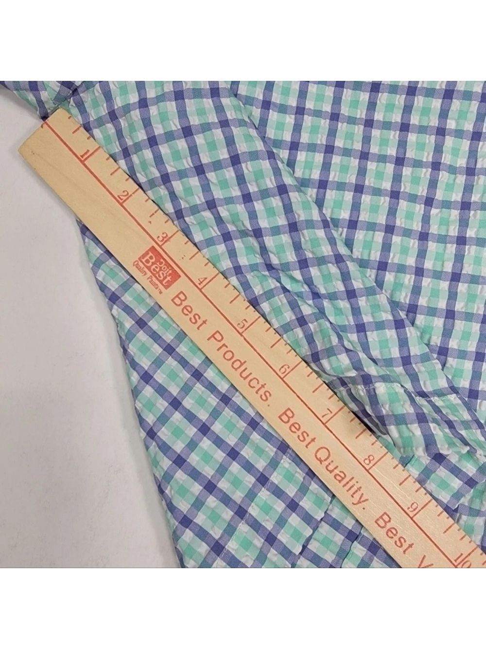 ⛳️ PETER MILLAR FEATHERWEIGHT Golf Shorts Performance Blue Green White Plaid 34 - Picture 4 of 7